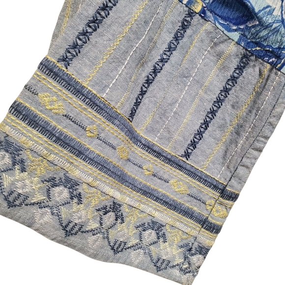 Coldwater Creek Embroidered Top Linen Boho Ruffle Sleeve 1X - Picture 8 of 11